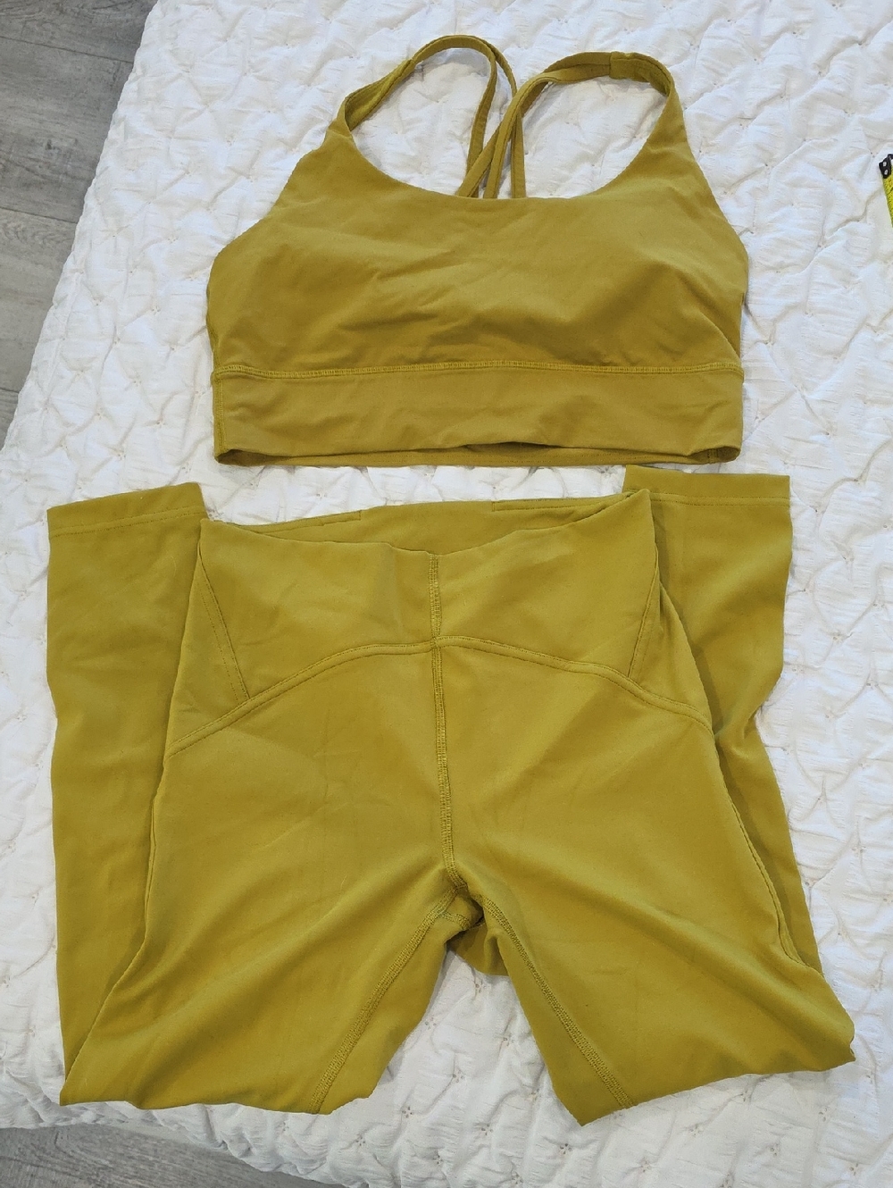 lululemon athletica Mustard Yellow High-Waist Leggings & Bra Set